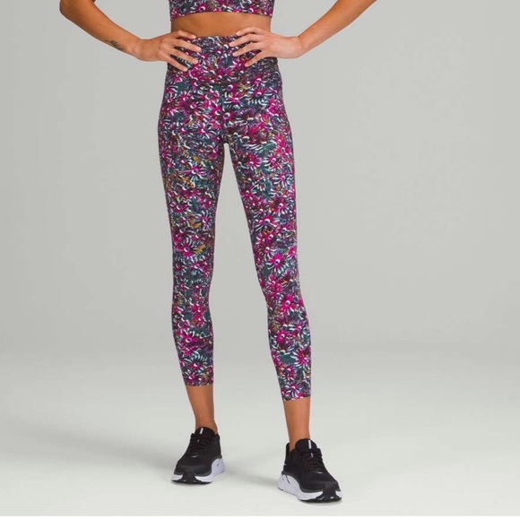lululemon athletica Pants - Lululemon Base Pace High-Rise Running Tight 25" Floral Electric Multi Size 4